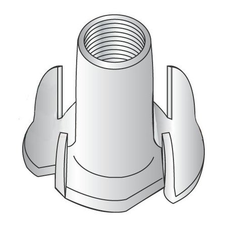 NEWPORT FASTENERS T-Nut, 4 Prongs, 1/4"-20, 18-8 Stainless Steel, 7/16 in Barrel Ht, 1000 PK 861304